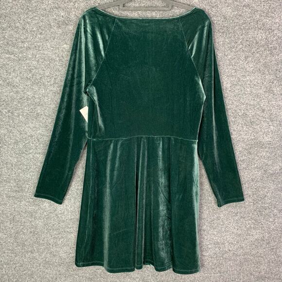 NEW Old Navy Fit & Flare Velvet Mini Dress Size Large Green - Picture 2 of 11